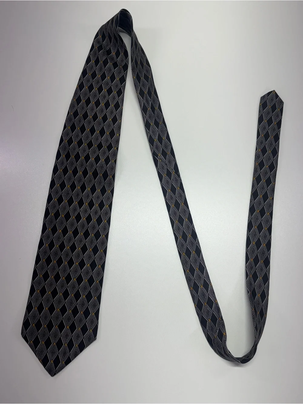 Vintage 90s Louis Feraud Silk Geometric Wide Tie Made in USA